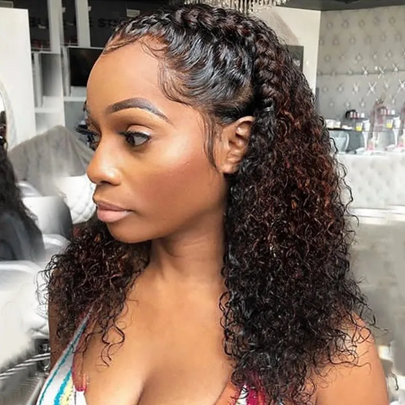 Deep Wave Dark Highlight 360 Skin Lace Cozy Invisi Strap Pre Everthing 360 Lace Frontal Glueless Install Wig