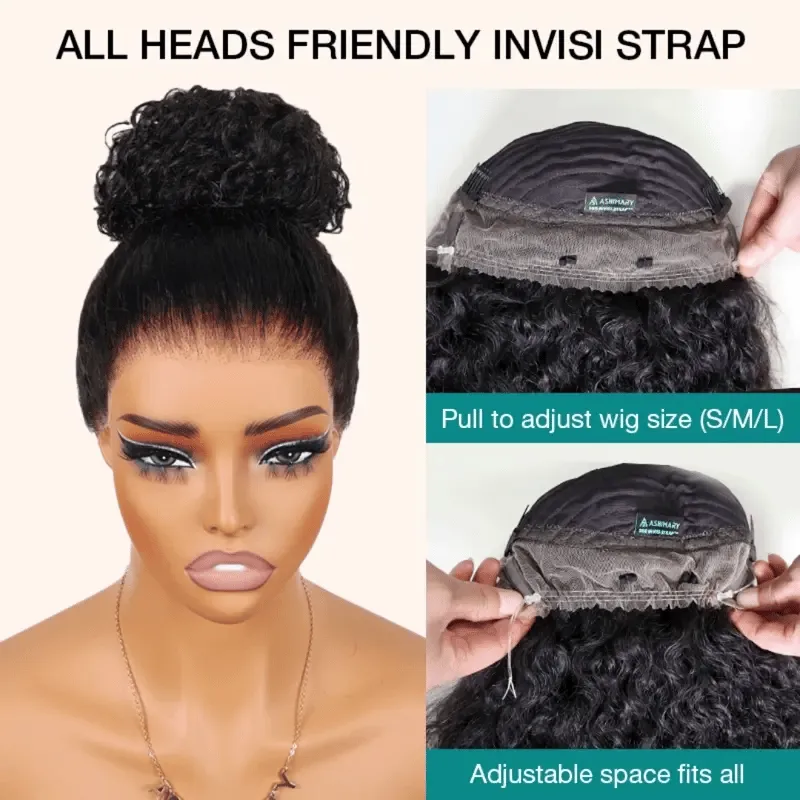 Deep Wave Dark Highlight 360 Skin Lace Cozy Invisi Strap Pre Everthing 360 Lace Frontal Glueless Install Wig
