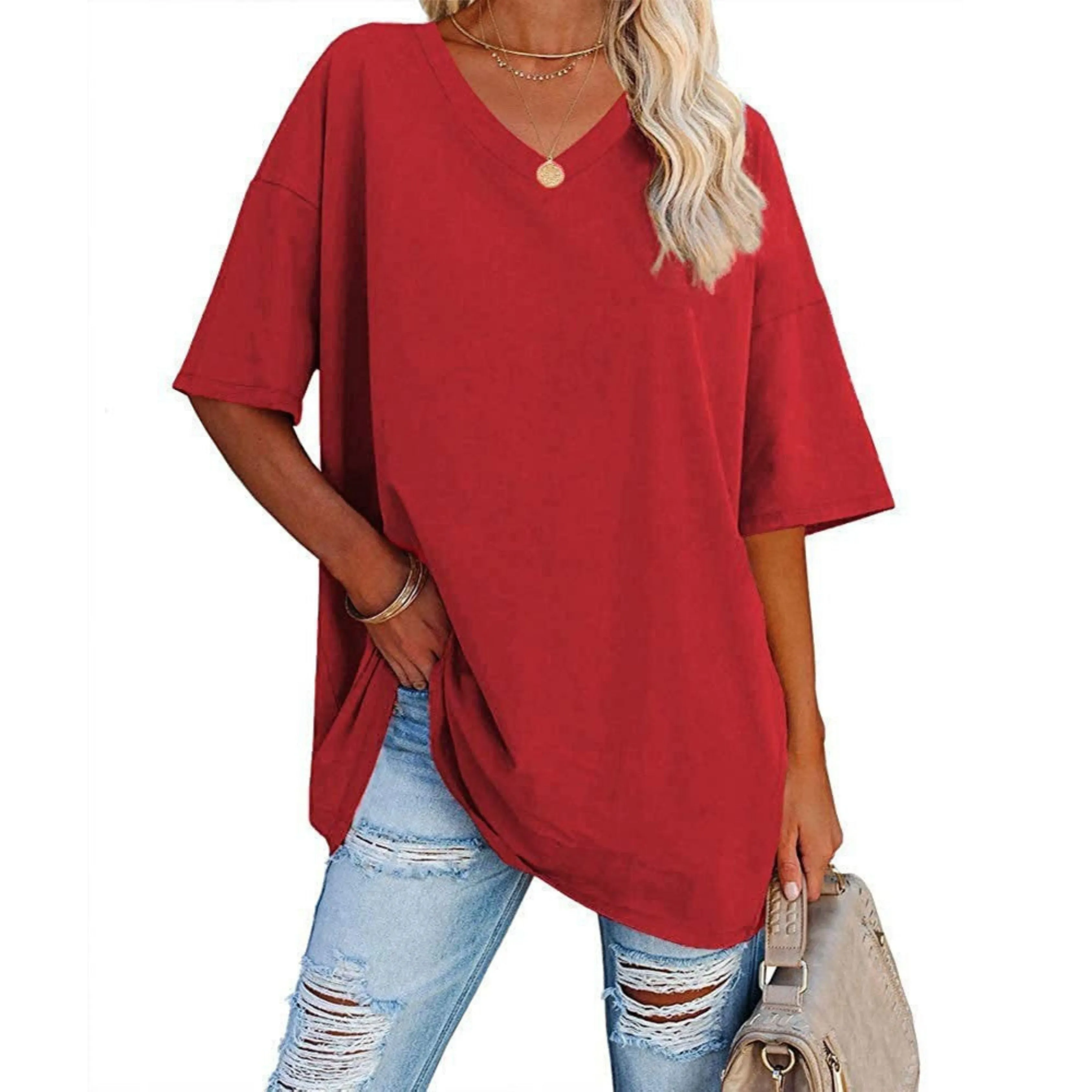 Delia® | Women's oversized V-neck shirt