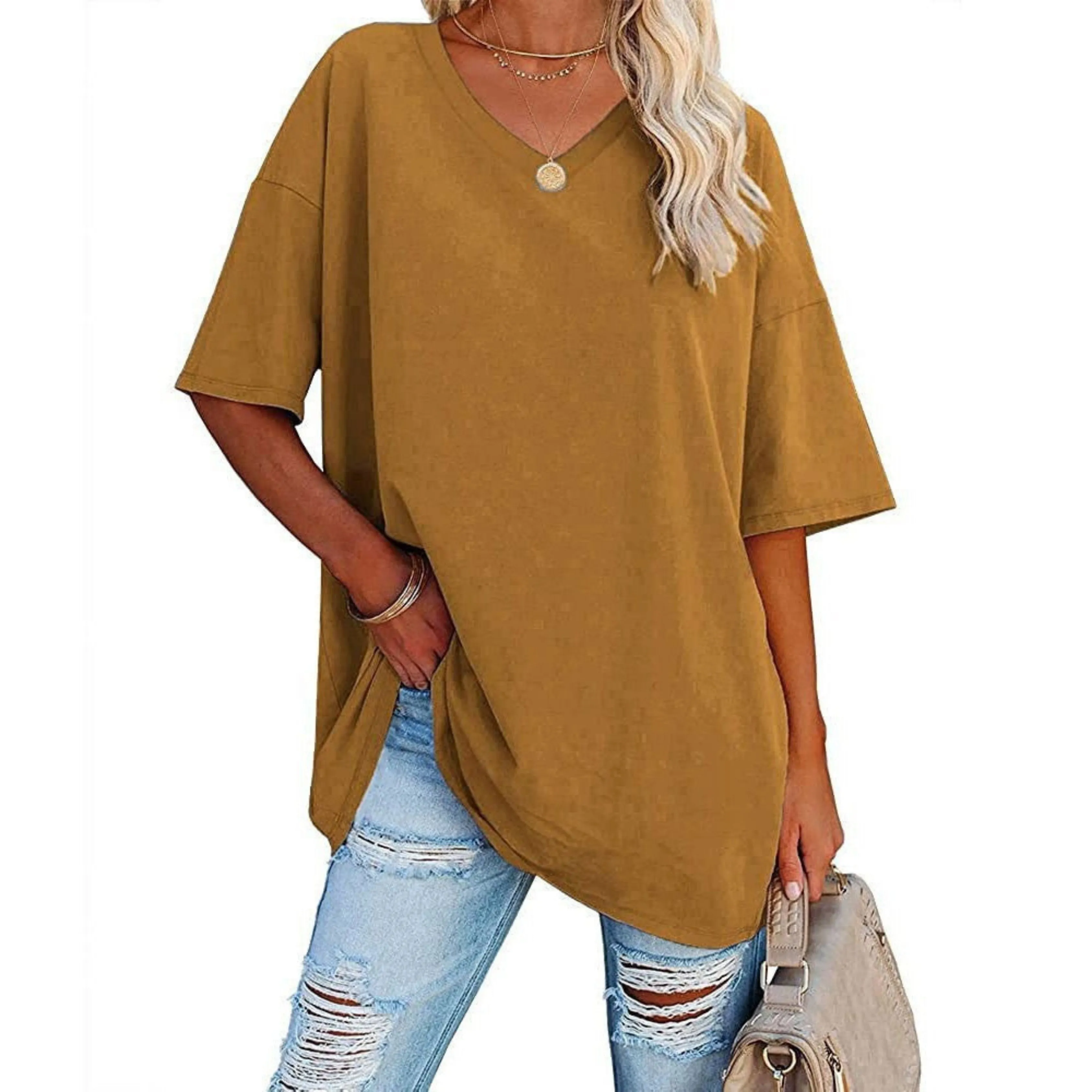 Delia® | Women's oversized V-neck shirt