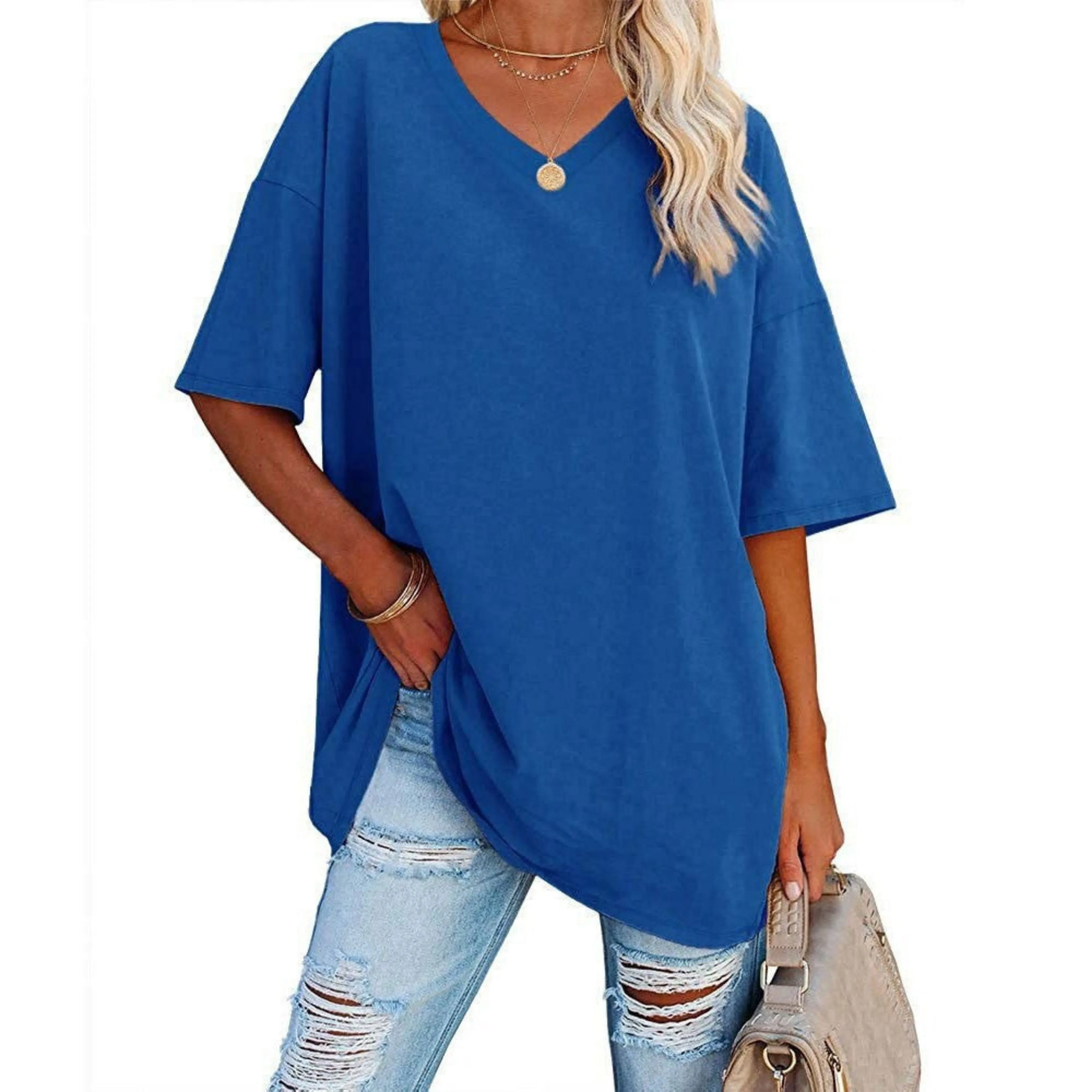 Delia® | Women's oversized V-neck shirt