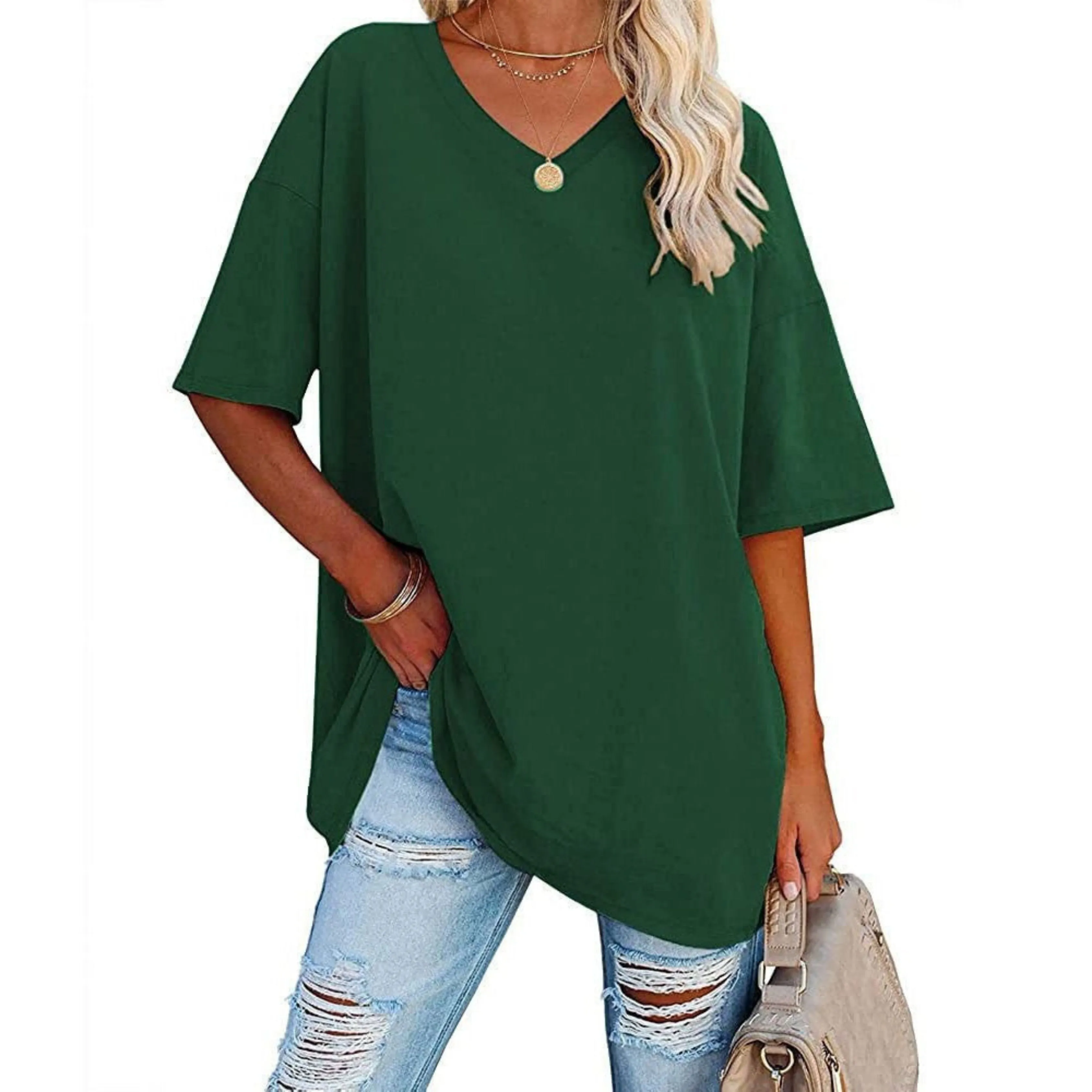 Delia® | Women's oversized V-neck shirt