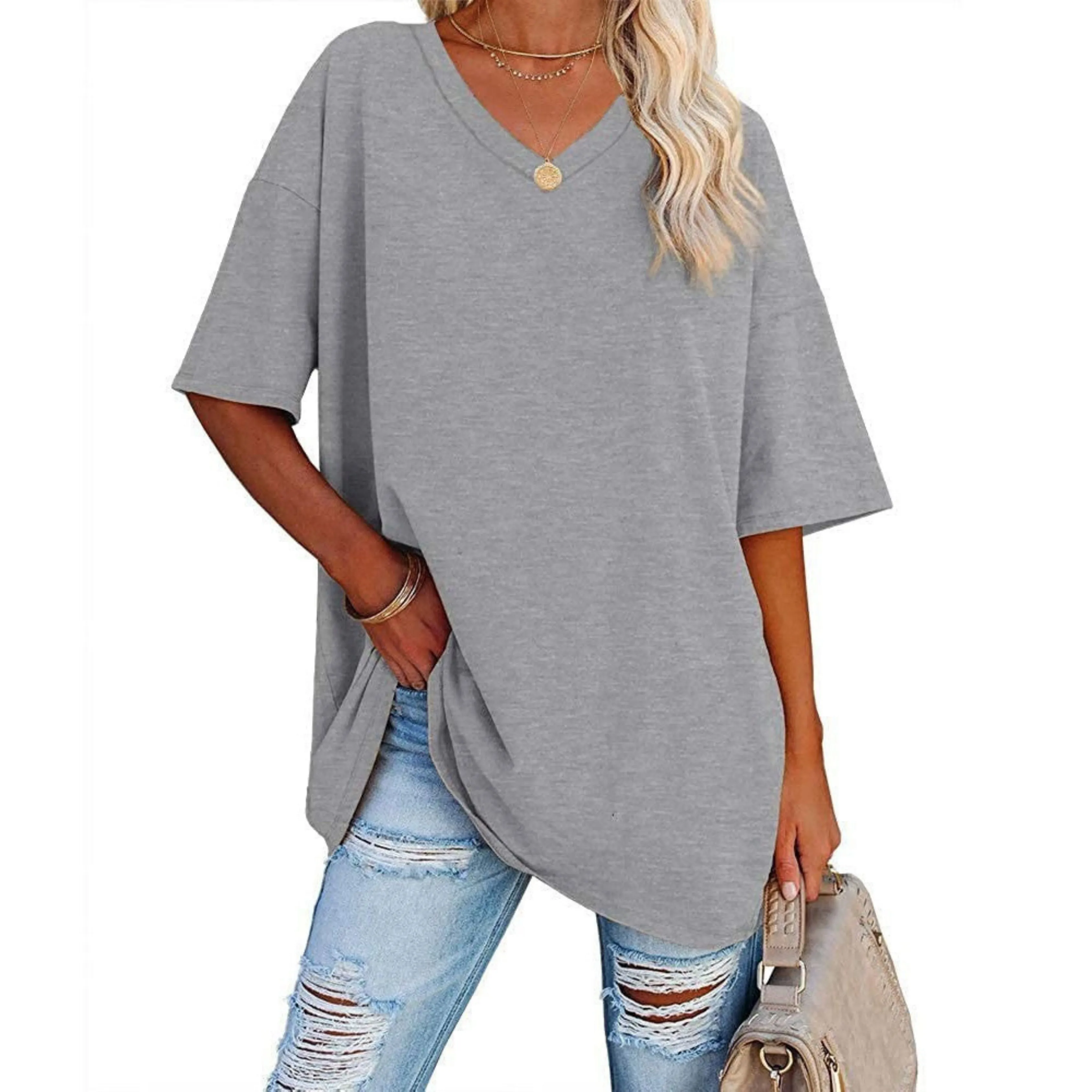 Delia® | Women's oversized V-neck shirt