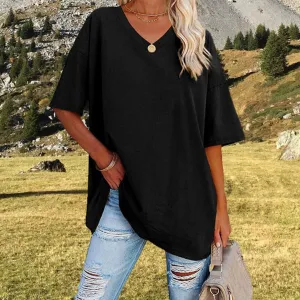 Delia® | Women's oversized V-neck shirt