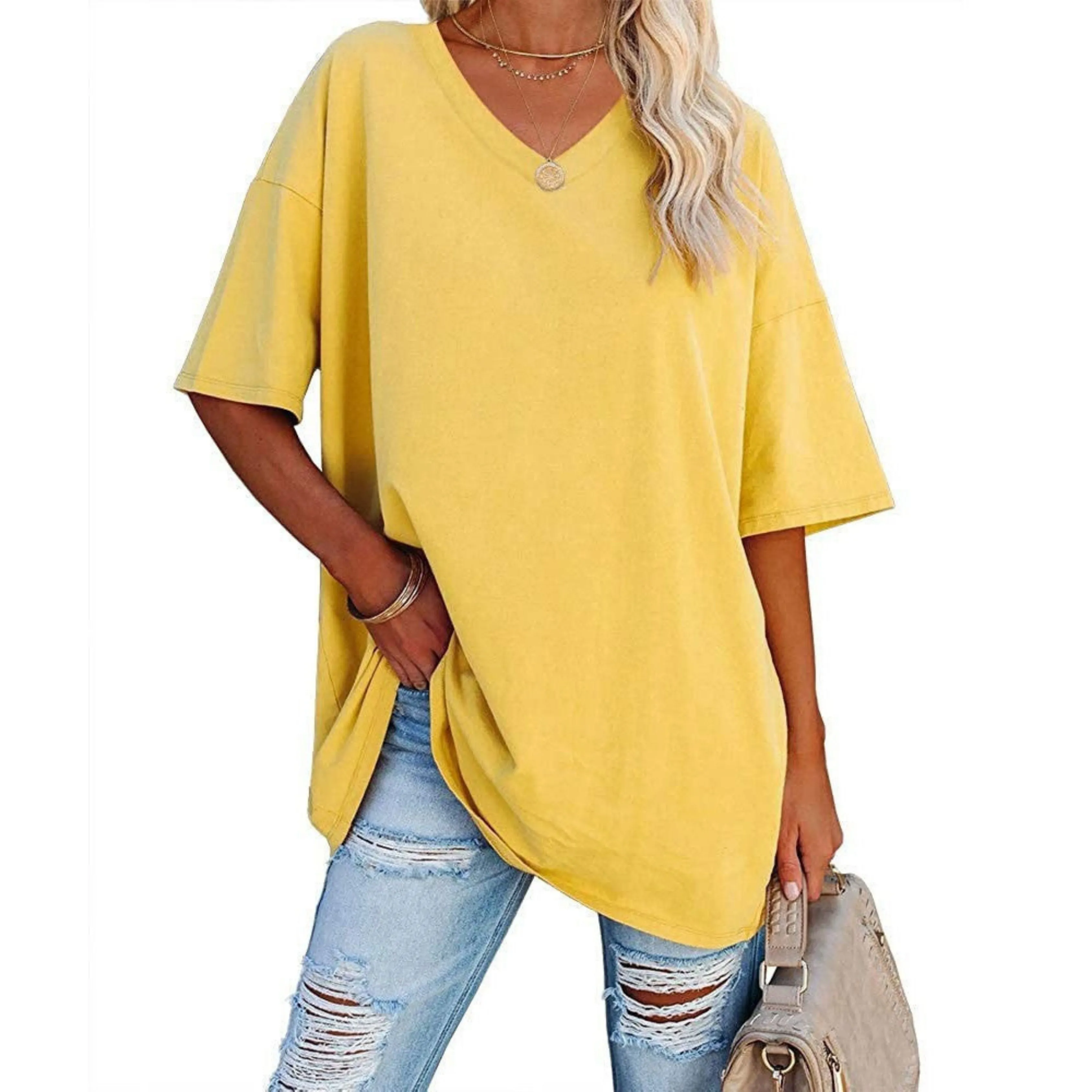 Delia® | Women's oversized V-neck shirt