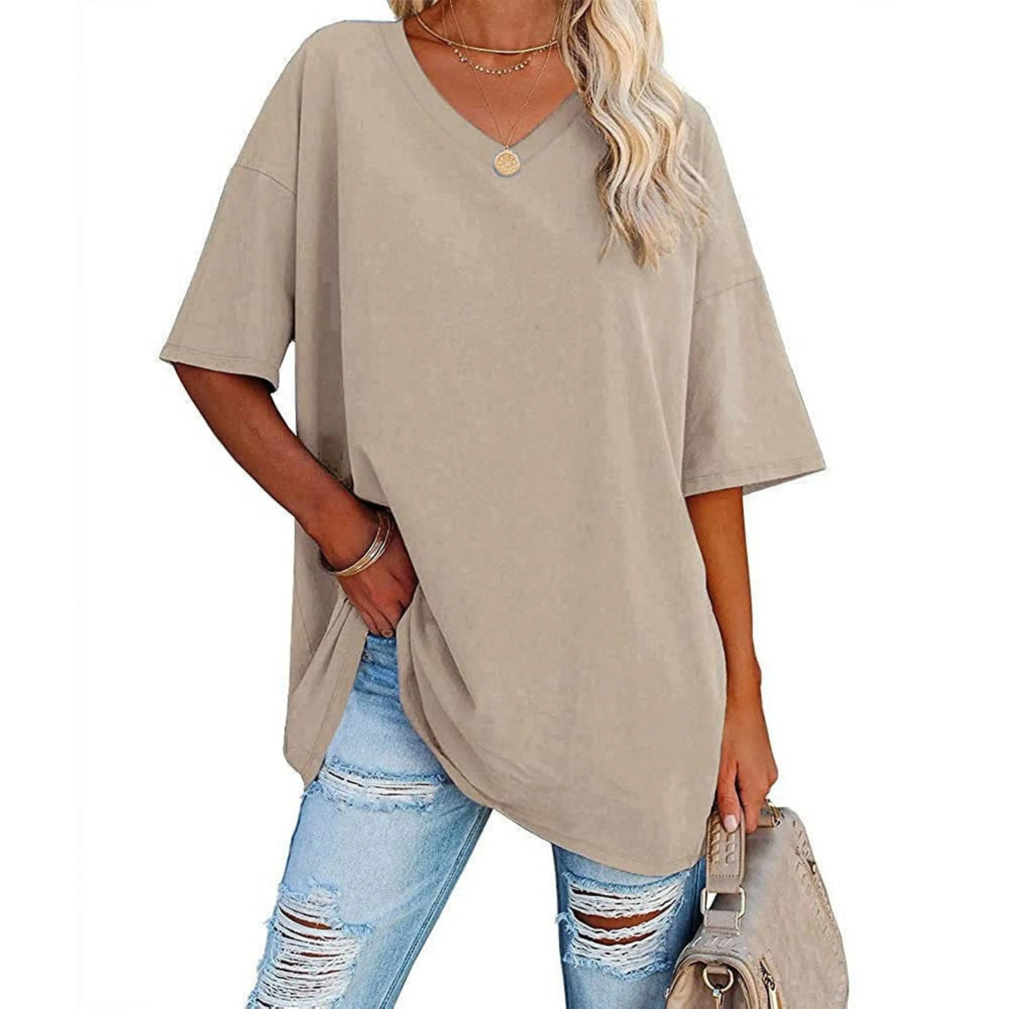 Delia® | Women's oversized V-neck shirt