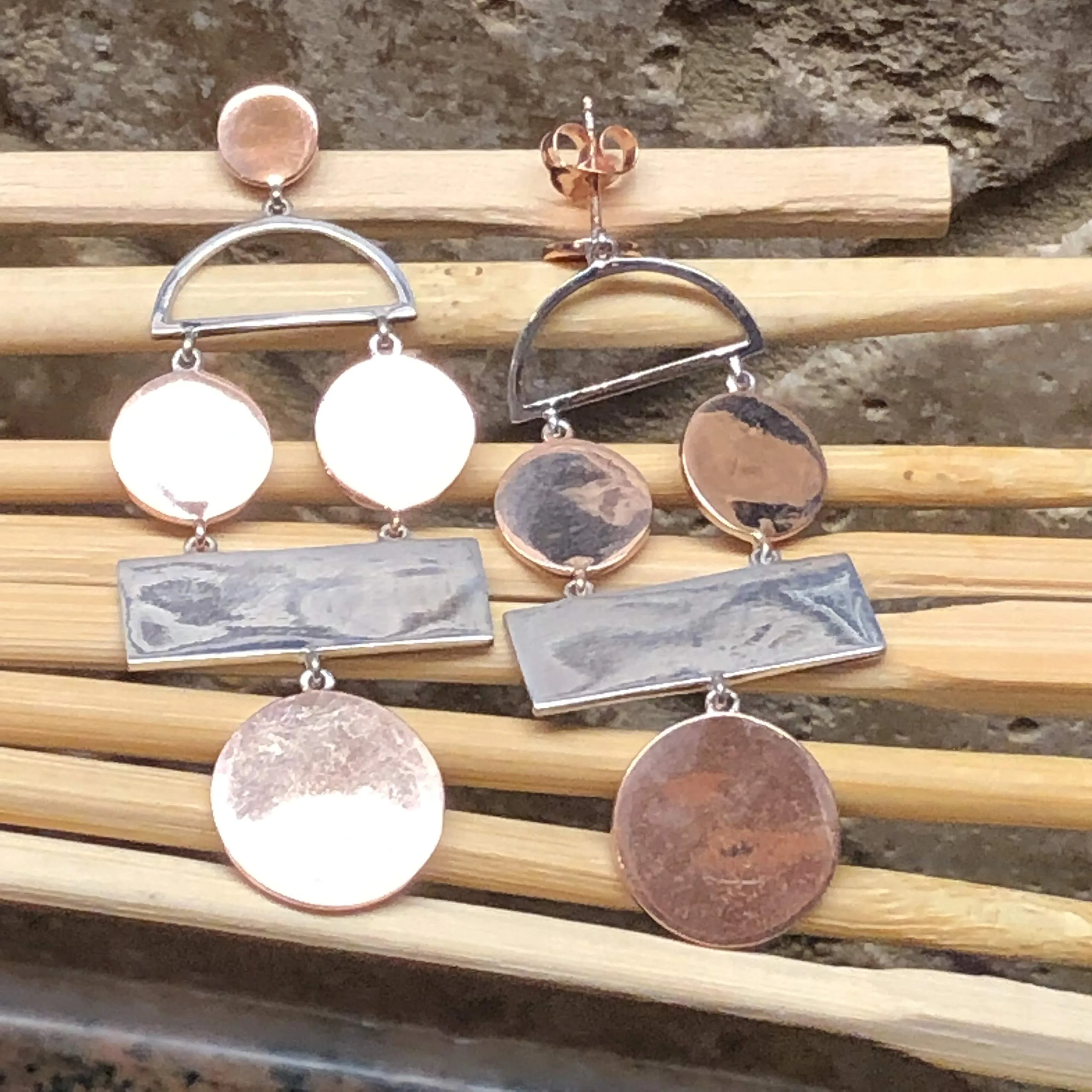 Designer Rose Gold 925 Solid Sterling Silver Earrings 60mm