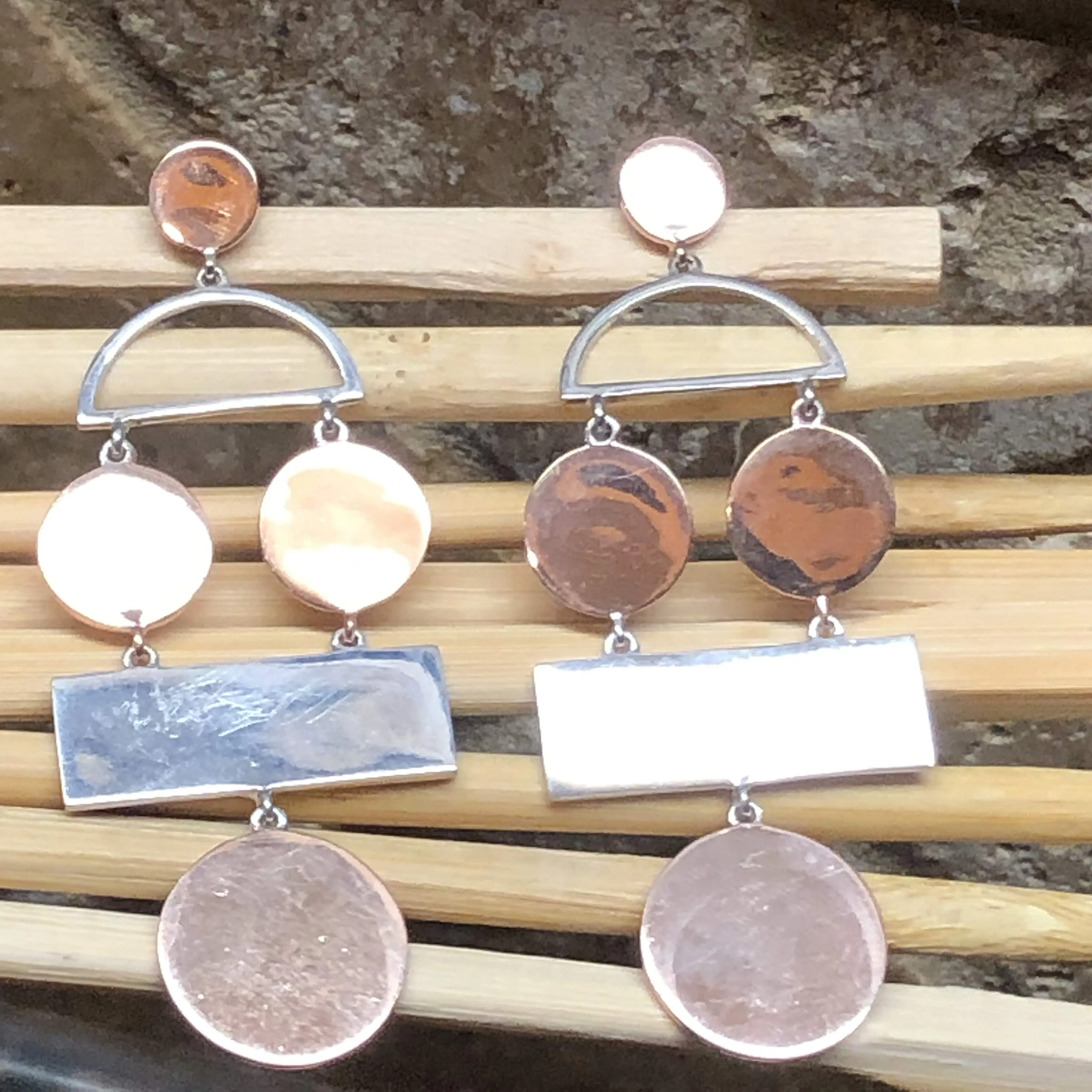 Designer Rose Gold 925 Solid Sterling Silver Earrings 60mm