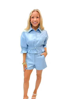 Dolce Cabo Vegan Leather Top - Blue Bird