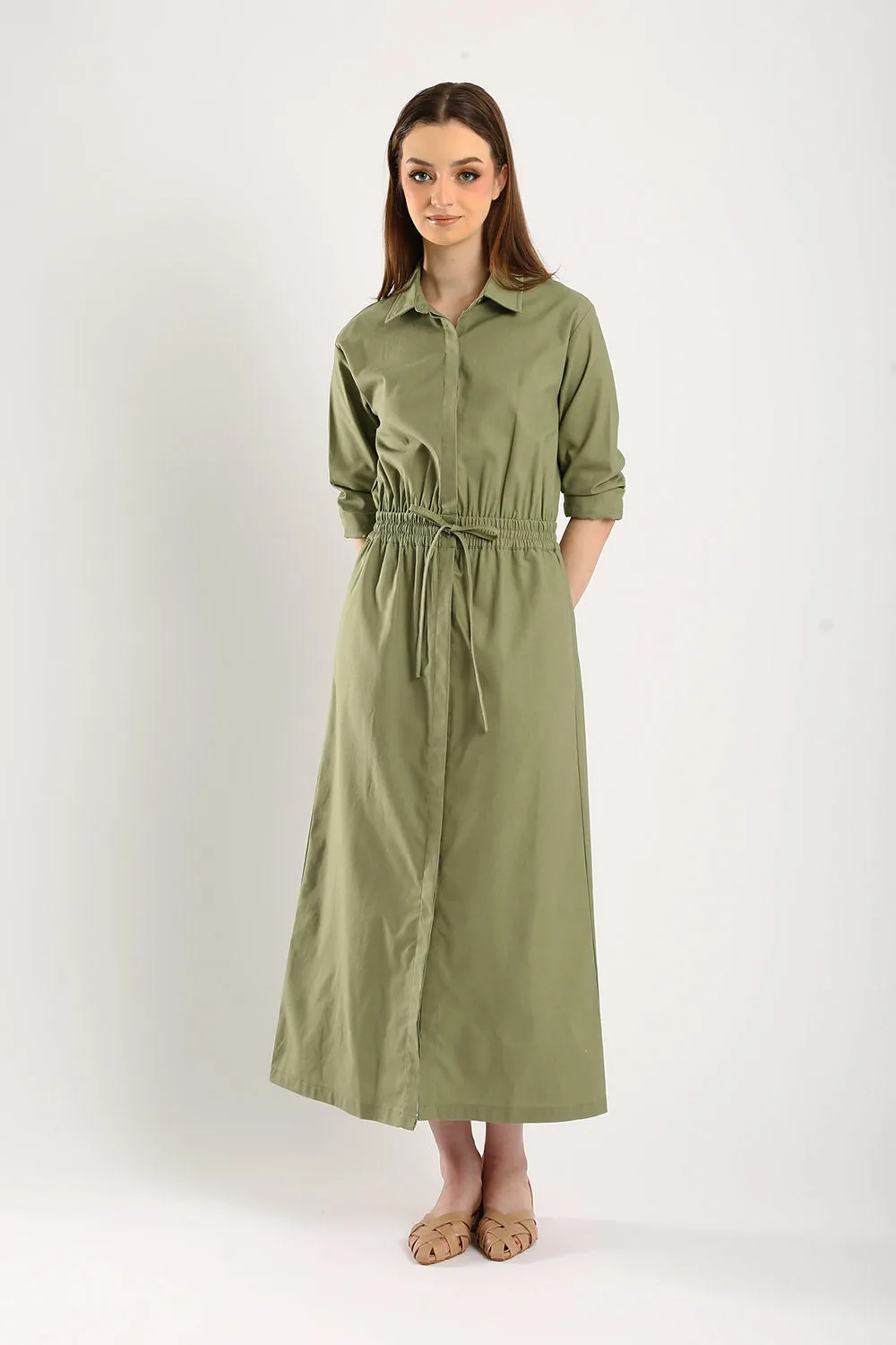 Dover Linen Maxi Dress in Sage Green
