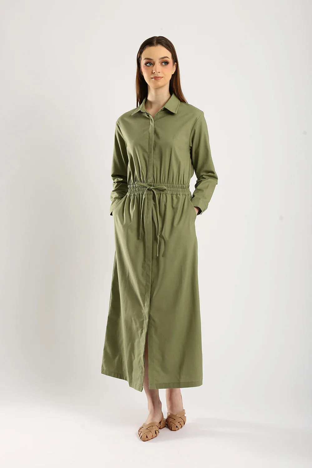 Dover Linen Maxi Dress in Sage Green