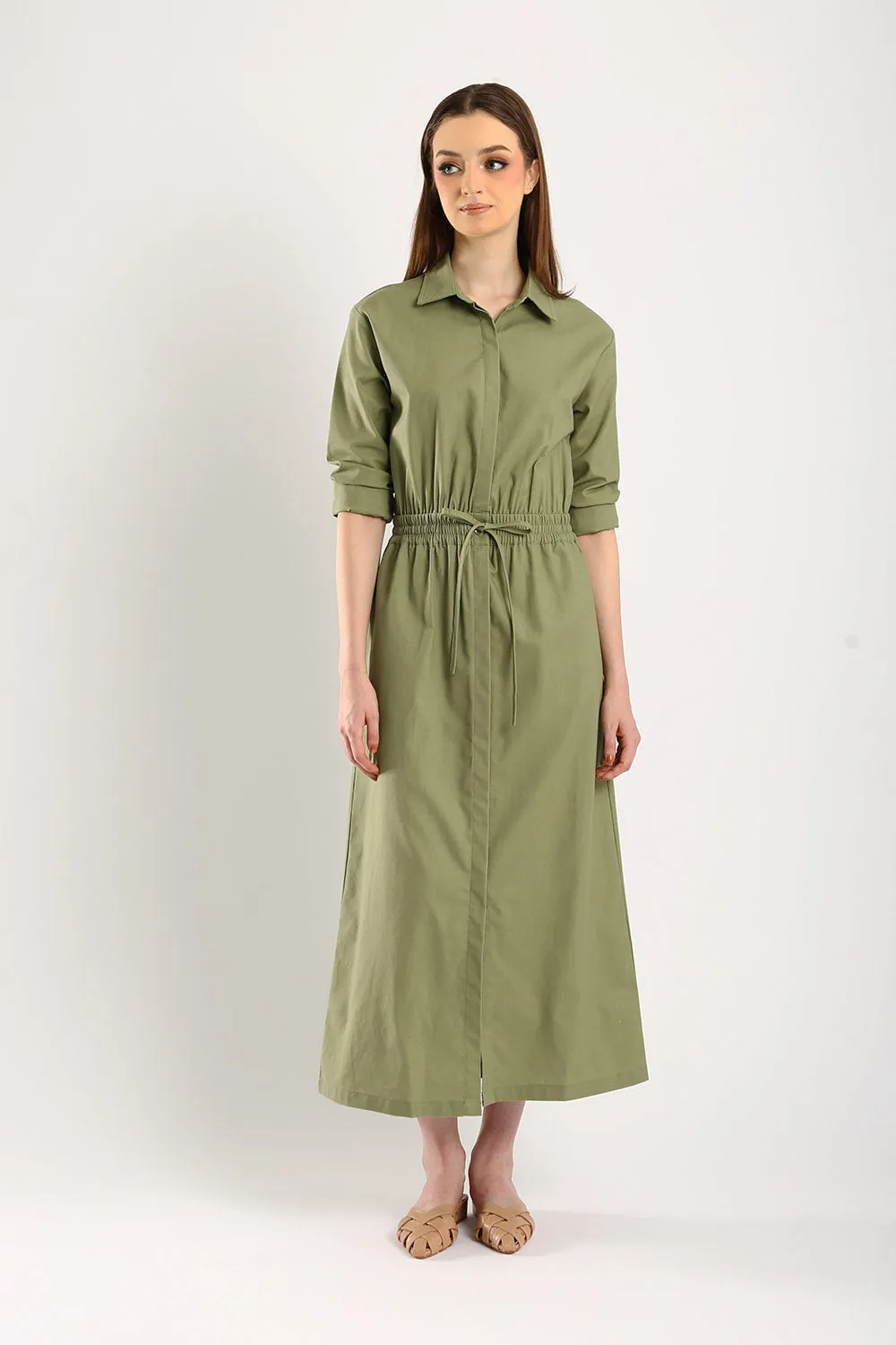Dover Linen Maxi Dress in Sage Green