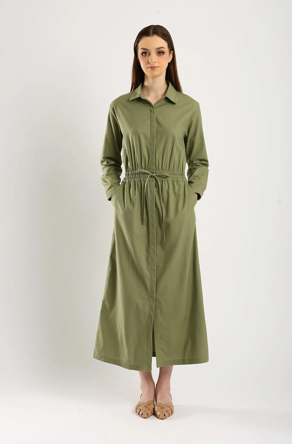 Dover Linen Maxi Dress in Sage Green