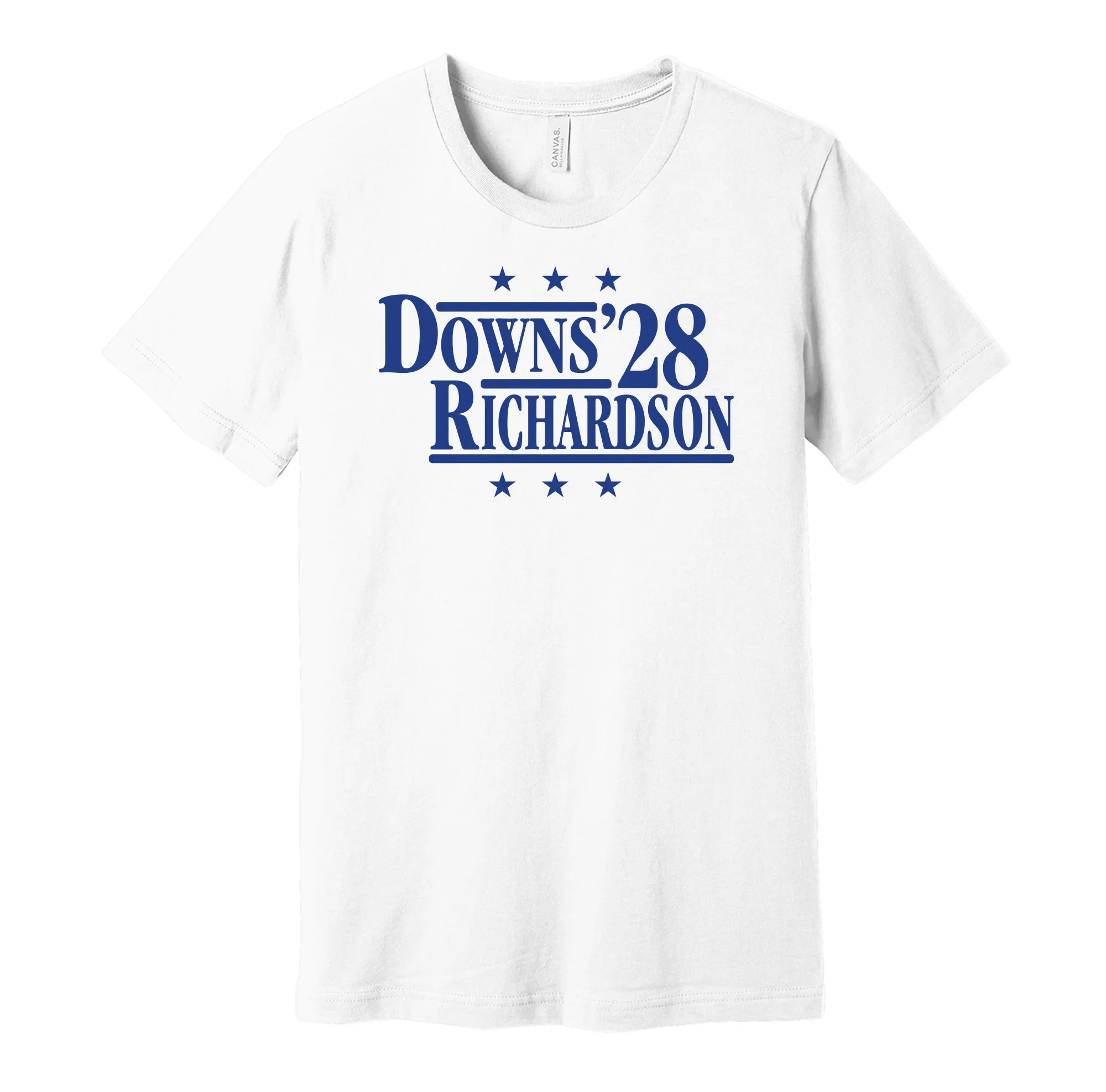 Downs & Richardson '28 - Indianapolis Football Legends Political Campaign Parody T-Shirt - Hyper Than Hype Shirts