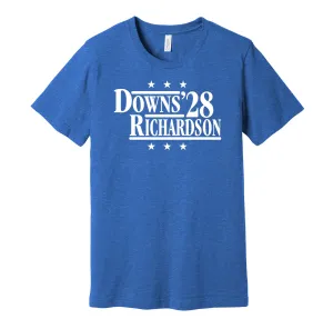 Downs & Richardson '28 - Indianapolis Football Legends Political Campaign Parody T-Shirt - Hyper Than Hype Shirts