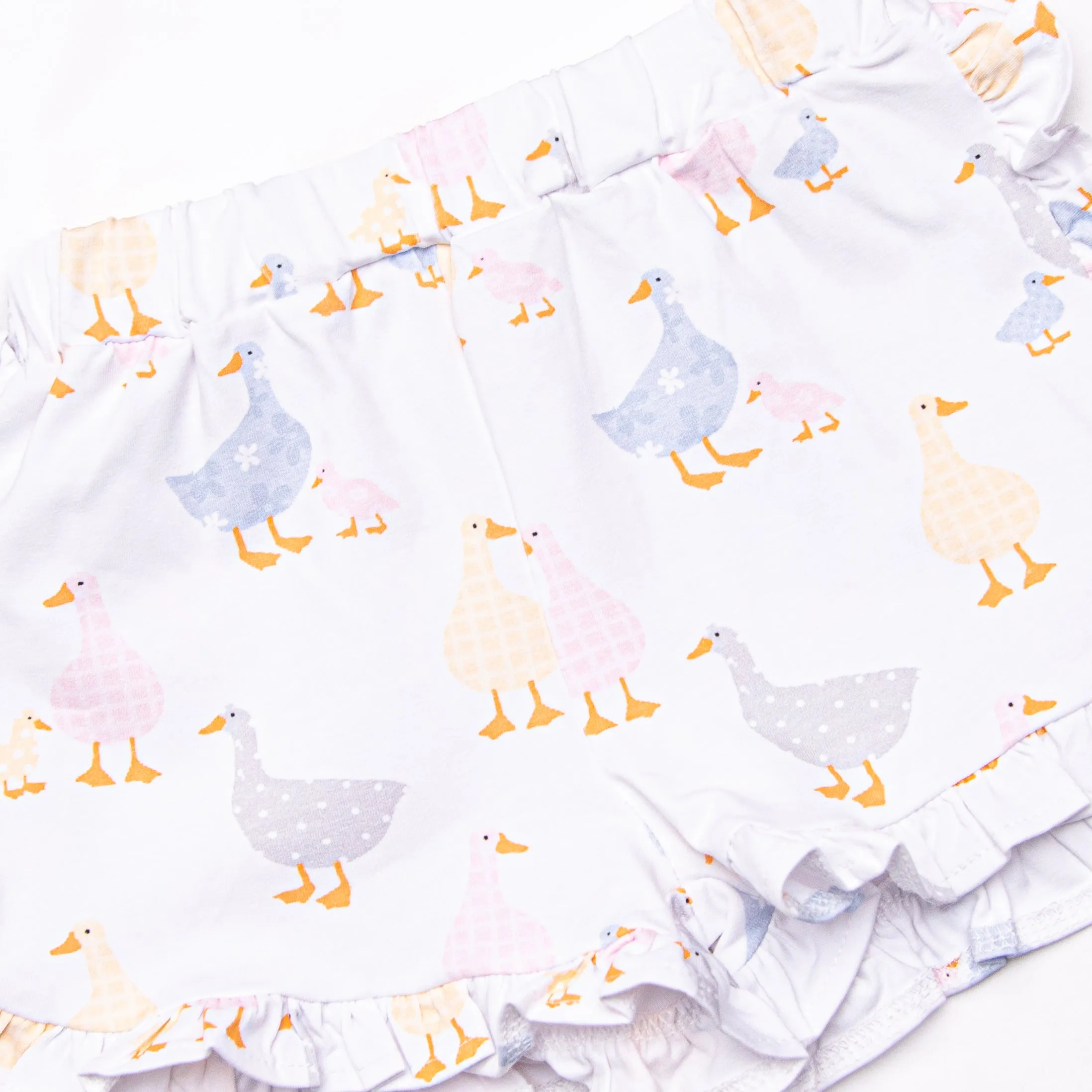 Duckling Dash Ruffle Short Set, Pink