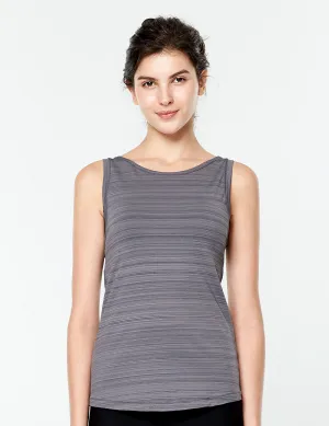 easyoga LESPIRO Limber Rosette Tank - D67 Gray Stripe