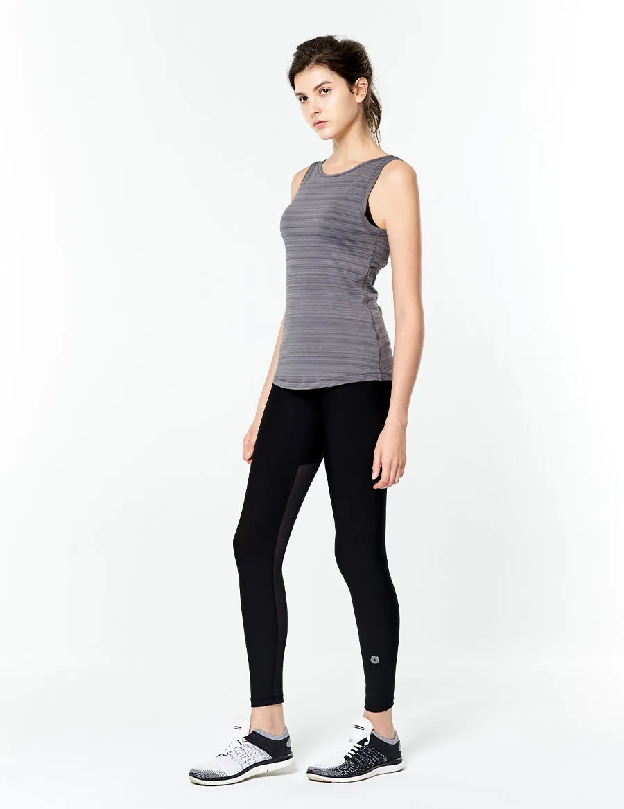 easyoga LESPIRO Limber Rosette Tank - D67 Gray Stripe