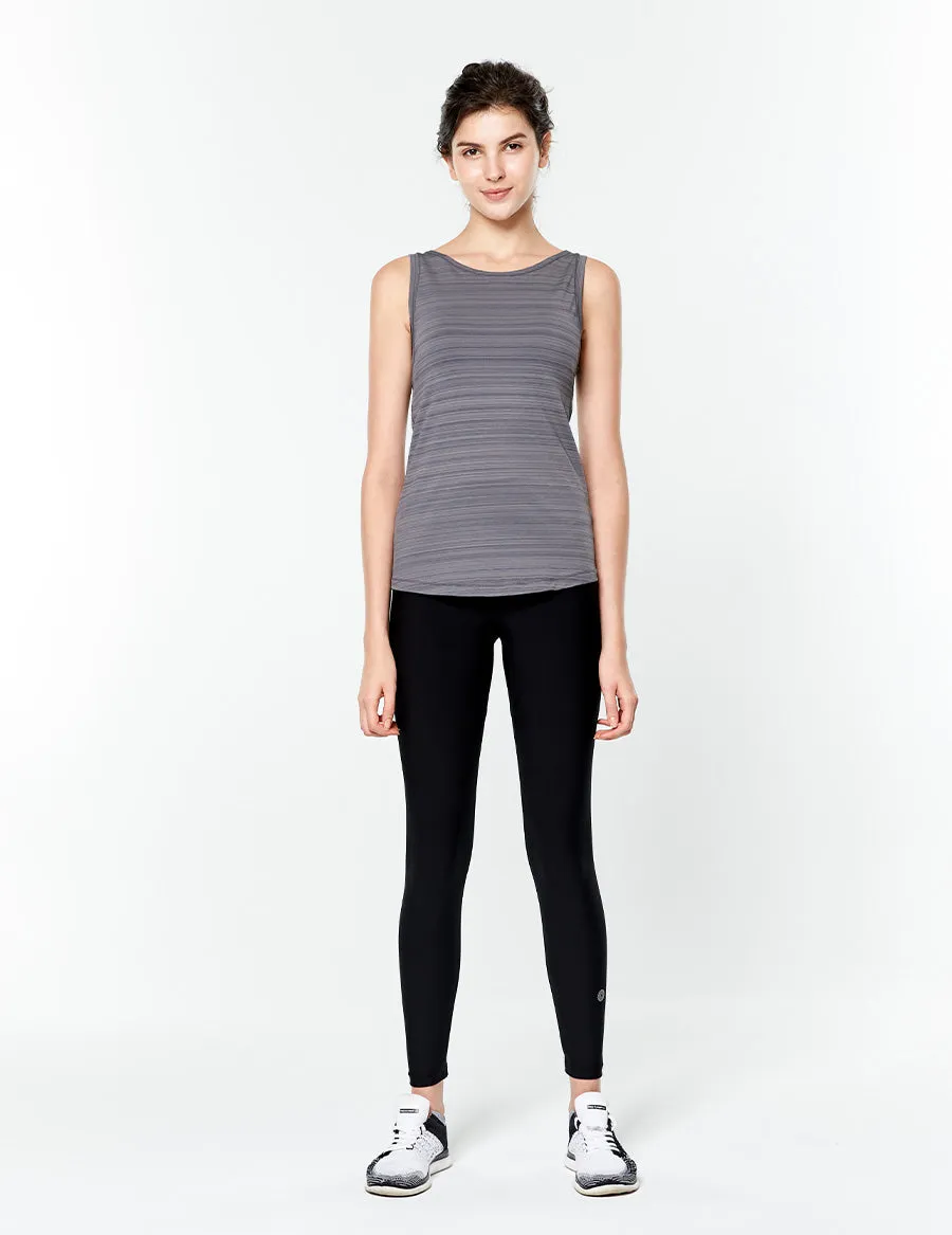 easyoga LESPIRO Limber Rosette Tank - D67 Gray Stripe