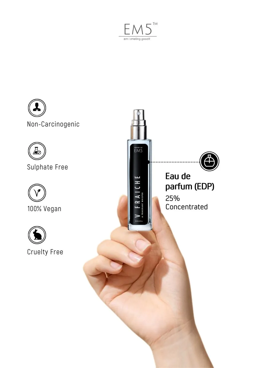 EM5™ V Fraiche Perfume EDP Spray for Men | Citrus Aromatic Woody Fragrance Accords | Luxury Gift for Him | Variants Available: 50 ml Spray / 15 ml Spray