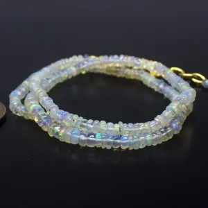 Ethiopian Opal Smooth Rondelle Beads Gold Vermeil Necklace 18" 2mm 4mm