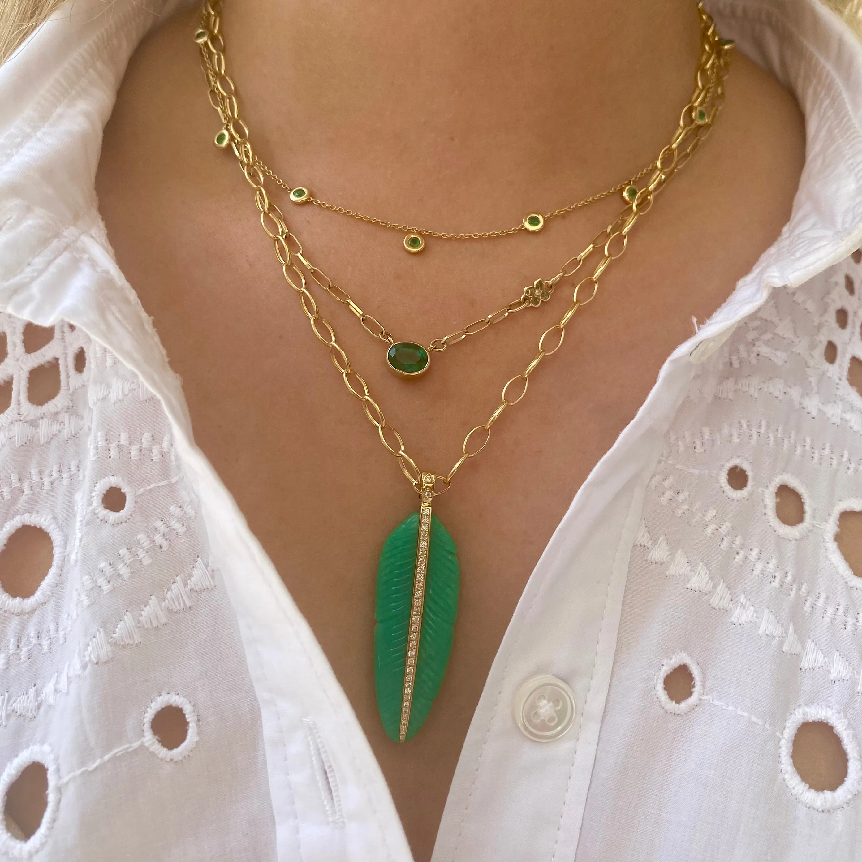 Feather Charm/ Chrysoprase