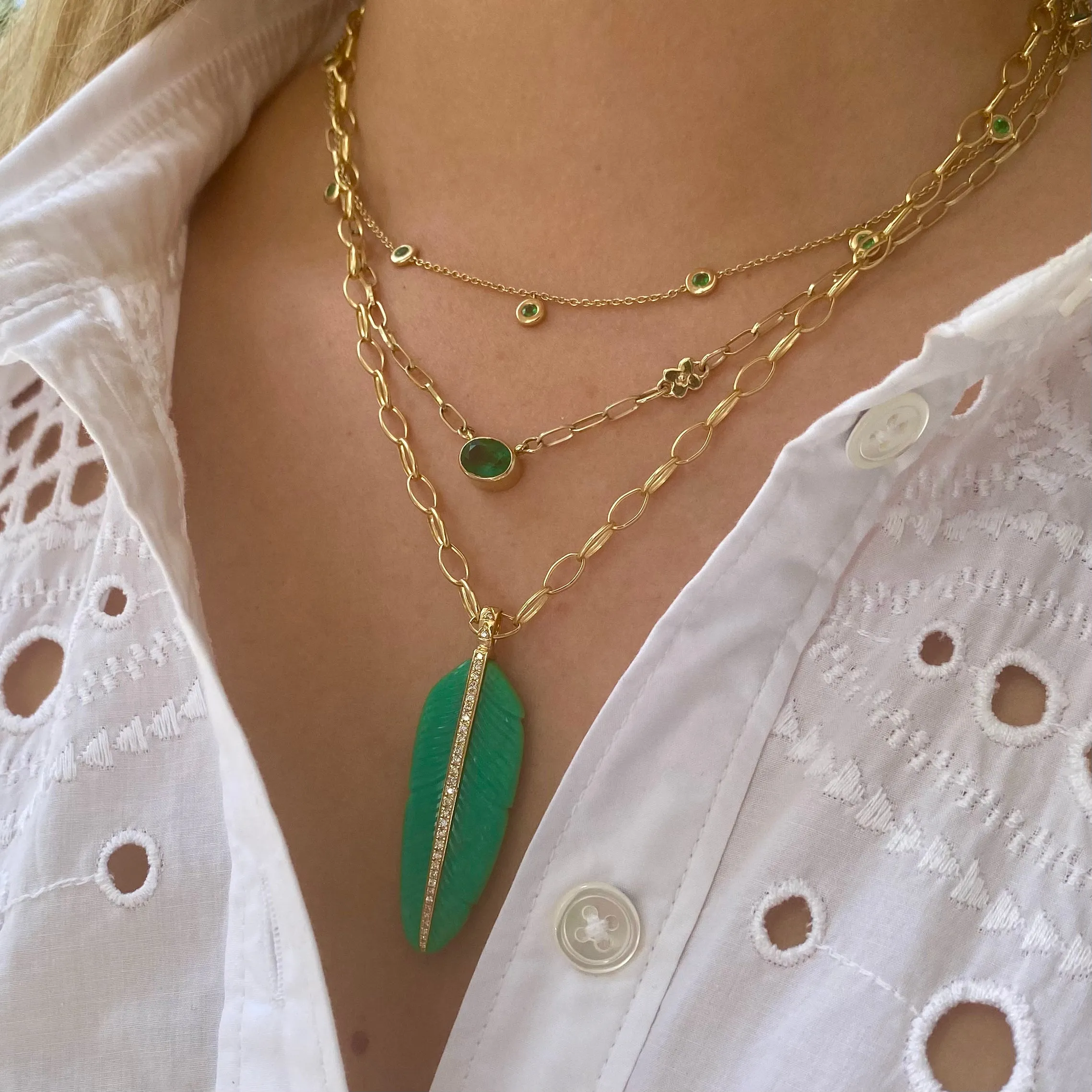 Feather Charm/ Chrysoprase