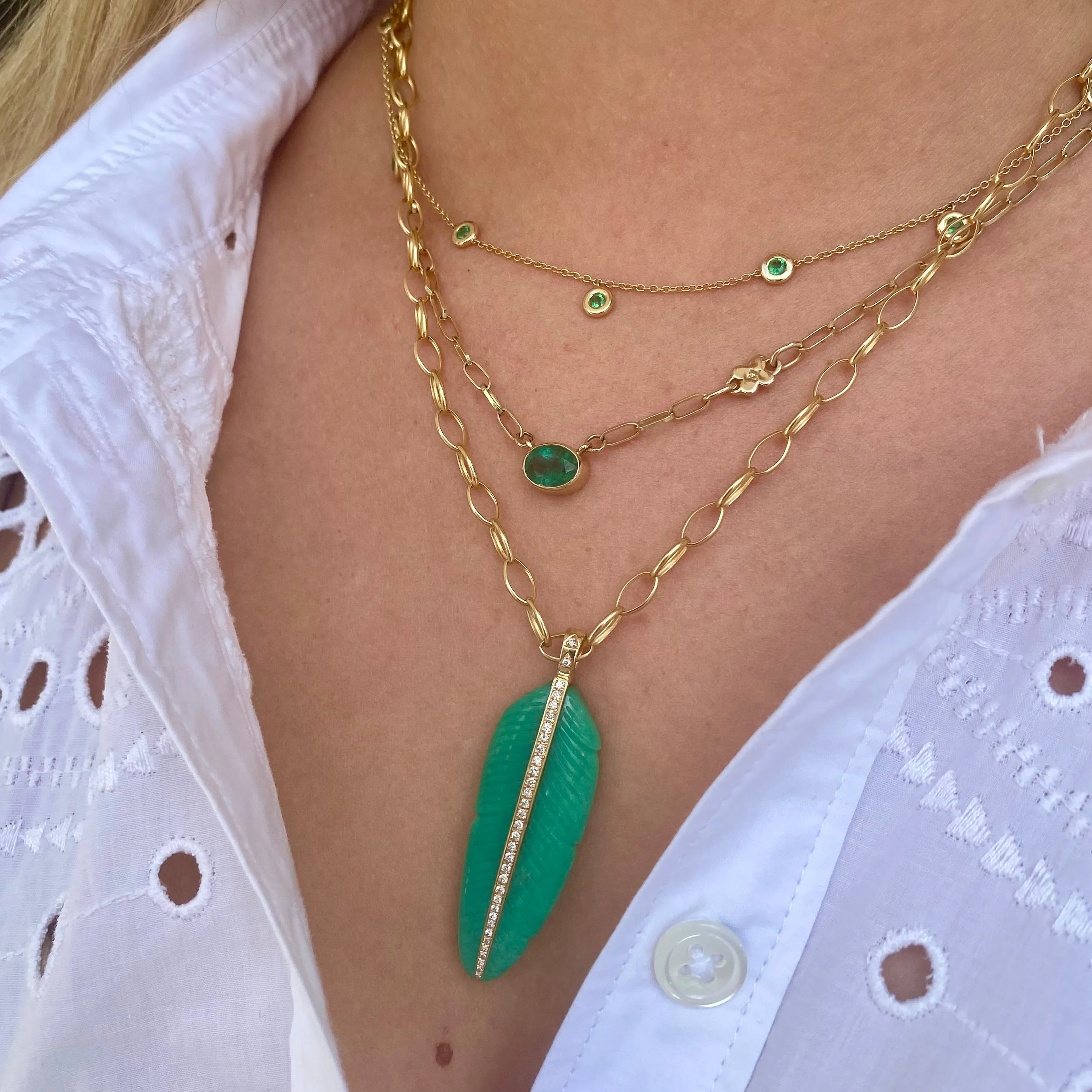 Feather Charm/ Chrysoprase