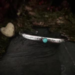 FEATHER • Turquoise Cuff Bracelet • Sterling Silver