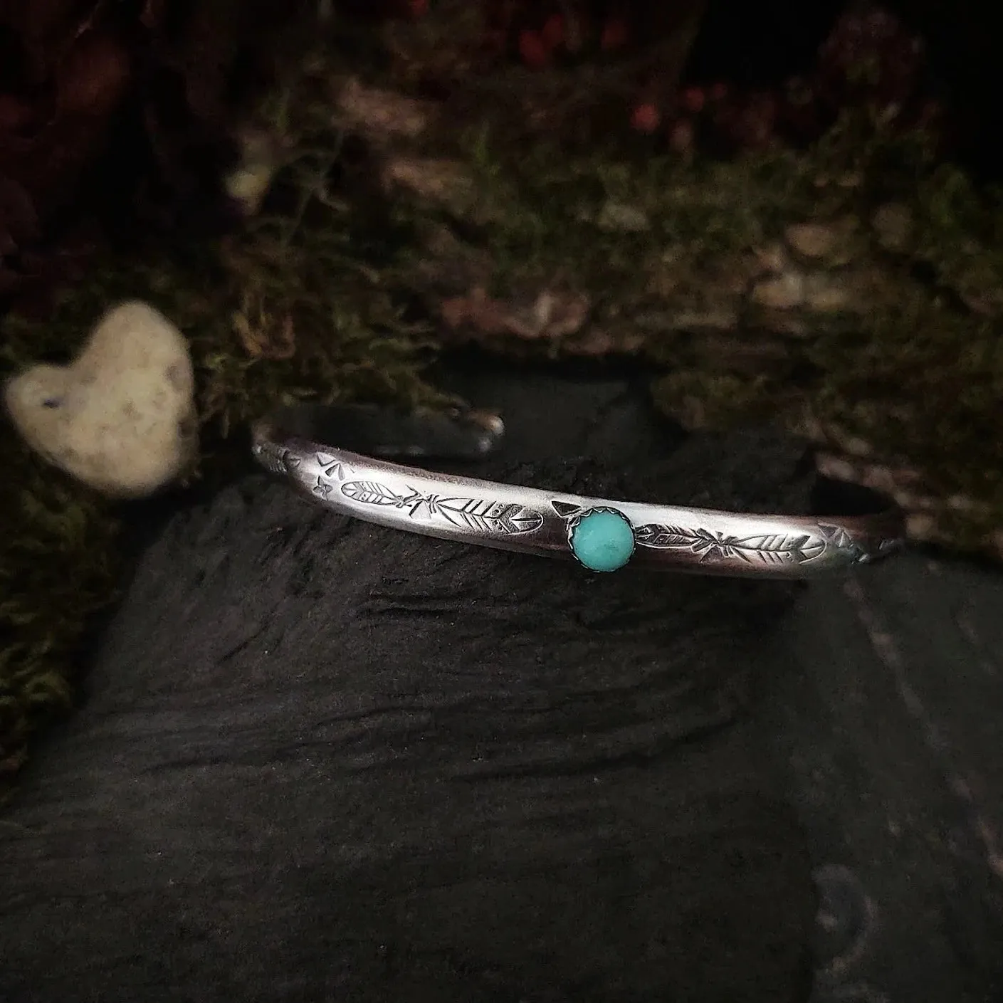 FEATHER • Turquoise Cuff Bracelet • Sterling Silver