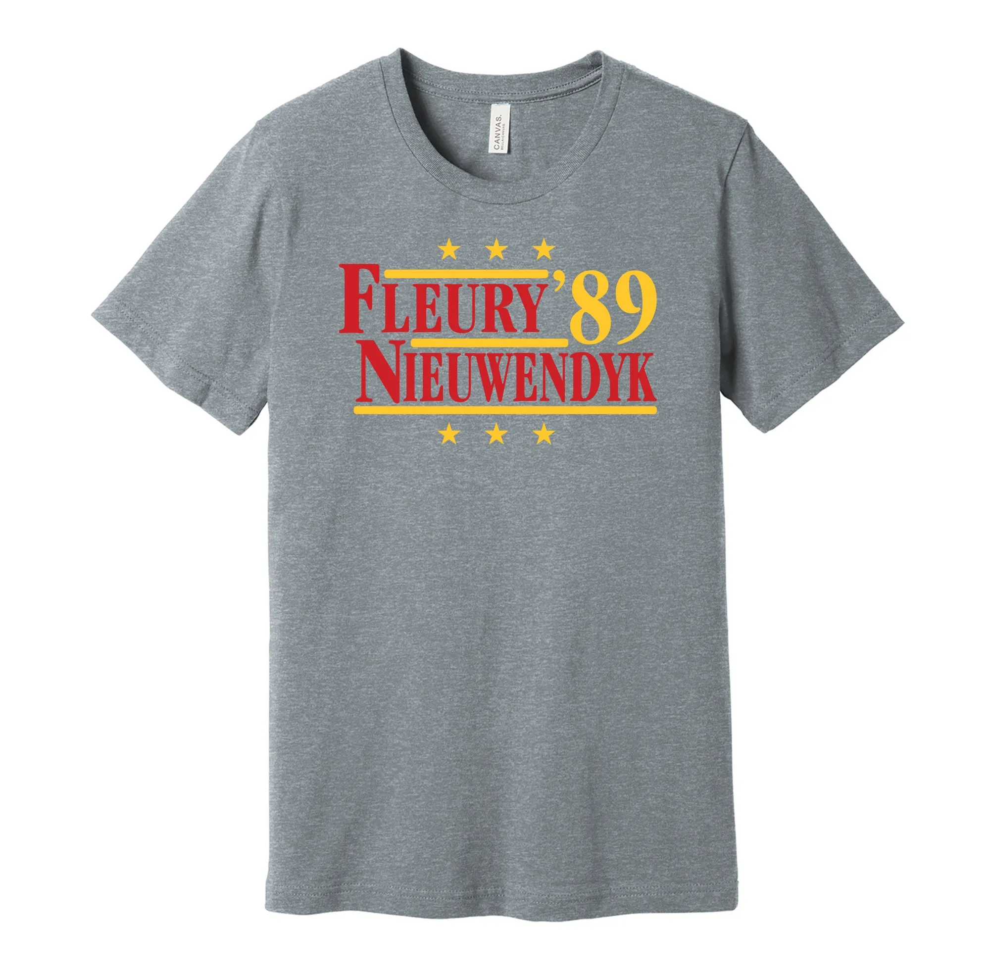 Fleury & Nieuwendyk '89 - Calgary Hockey Legends Political Campaign Parody T-Shirt - Hyper Than Hype Shirts