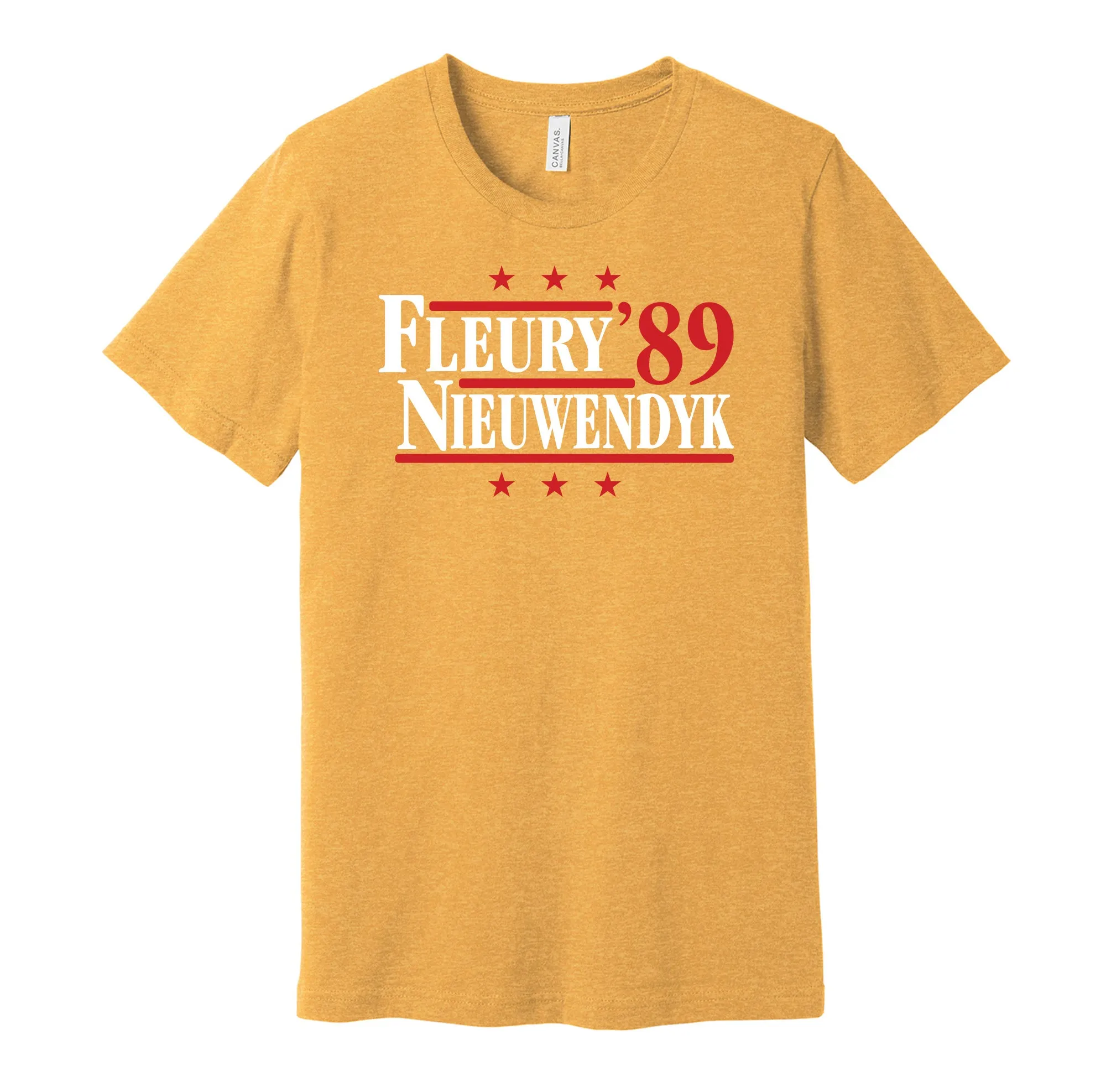 Fleury & Nieuwendyk '89 - Calgary Hockey Legends Political Campaign Parody T-Shirt - Hyper Than Hype Shirts
