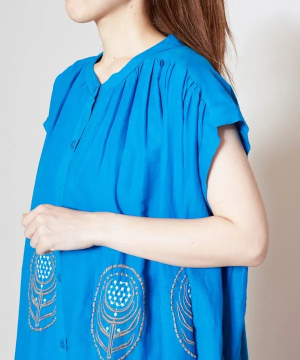 Floral Embroidery French Sleeve Volume Dress