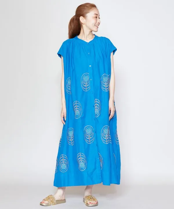 Floral Embroidery French Sleeve Volume Dress
