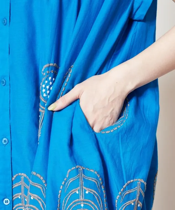 Floral Embroidery French Sleeve Volume Dress