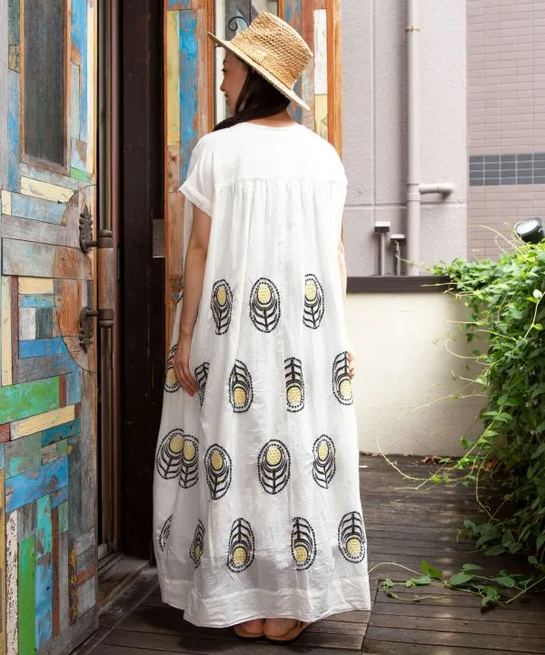 Floral Embroidery French Sleeve Volume Dress