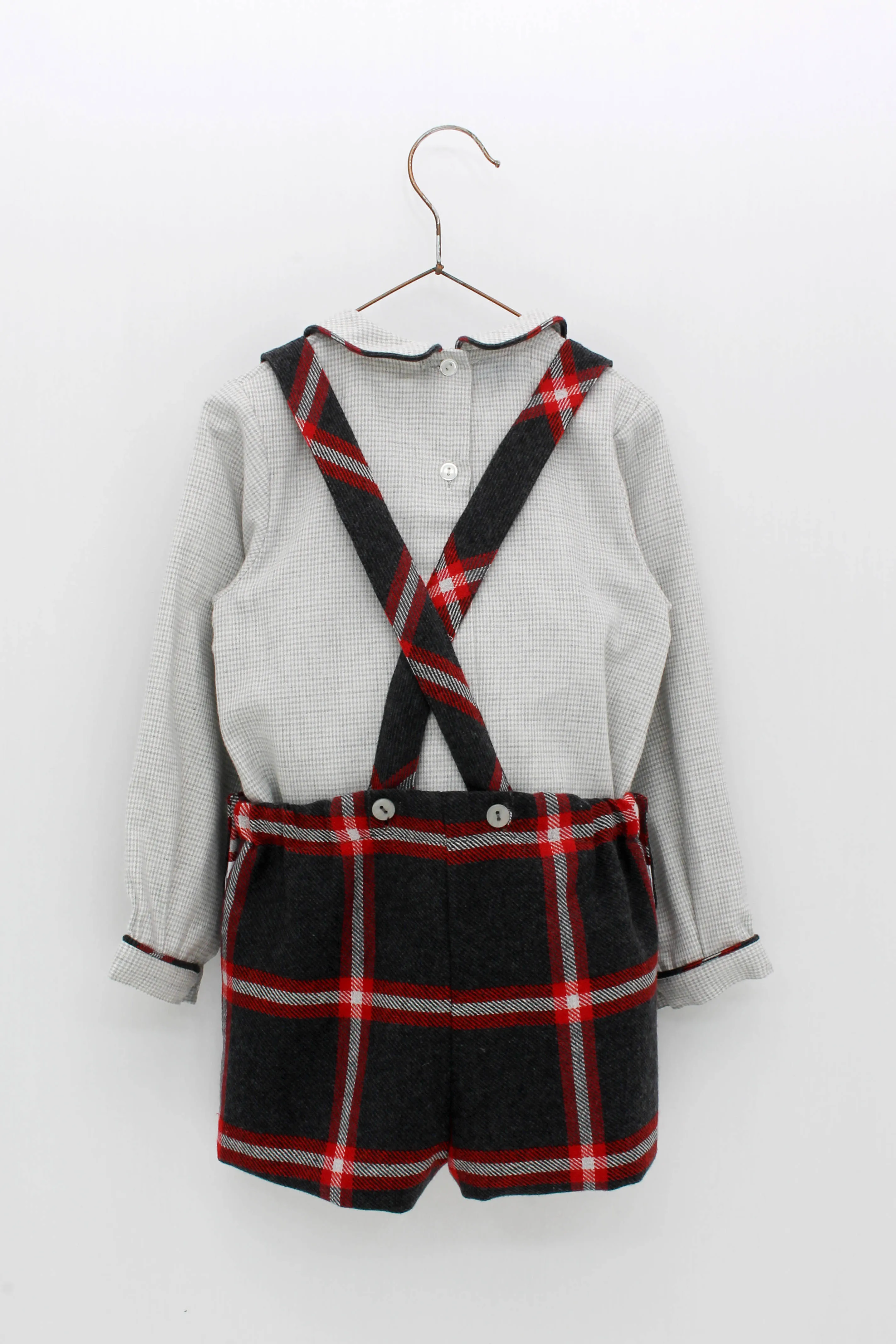 FOQUE Red & Grey Check Baby Boys Short Set - CLEARANCE SALE