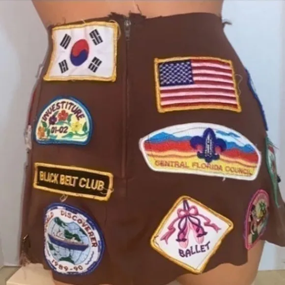 Free Paris brownies girl scouts-patches steampunk egirl funky micro mini Skirt M