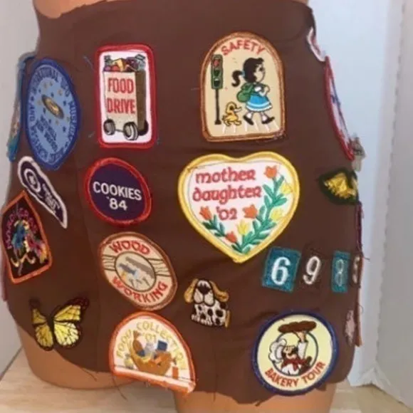 Free Paris brownies girl scouts-patches steampunk egirl funky micro mini Skirt M