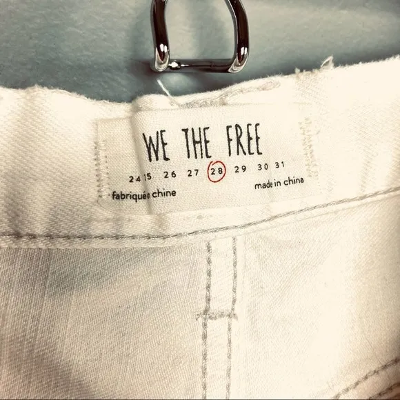 Free People shorts distressed denim light cream color lace size 28