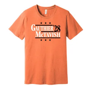 Gauthier & McTavish '28 - Anaheim Hockey Political Campaign Parody T-Shirt - Hyper Than Hype Shirts