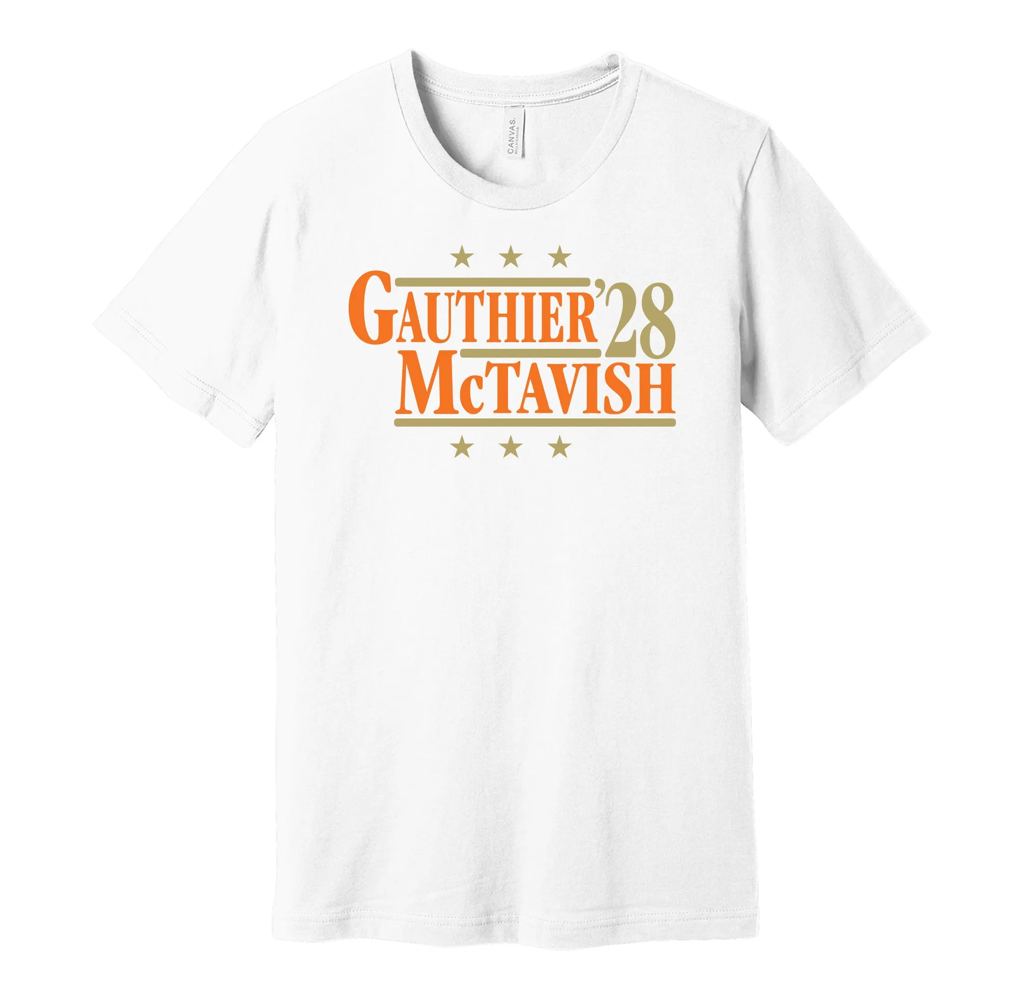 Gauthier & McTavish '28 - Anaheim Hockey Political Campaign Parody T-Shirt - Hyper Than Hype Shirts
