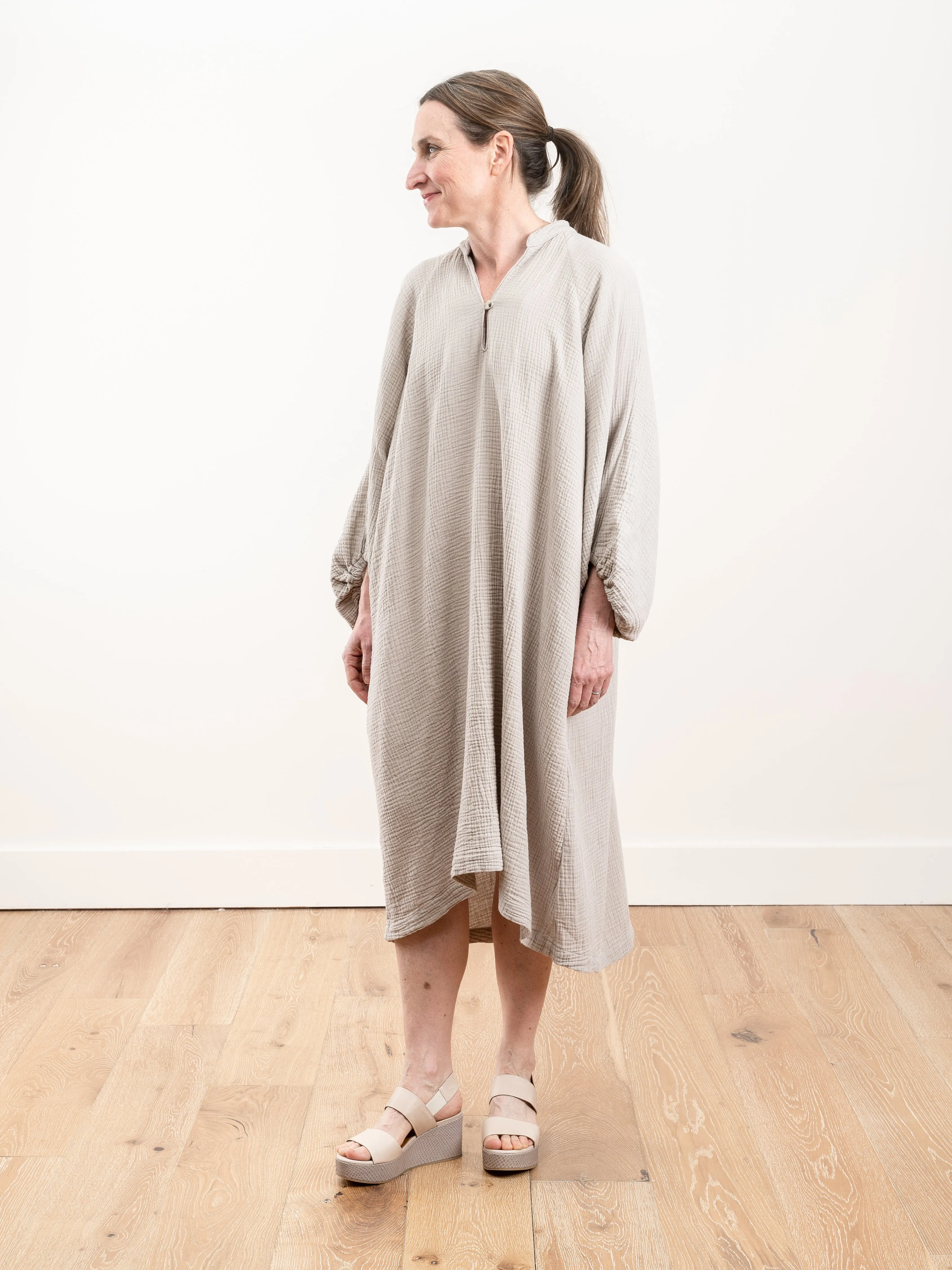 gauze dress - stone