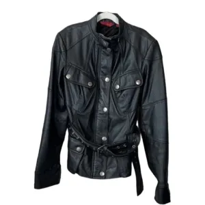 G.I.L.I Got It Love It Black Moto Edgy Long Sleeve Leather Jacket Size 2