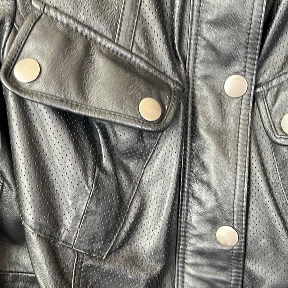 G.I.L.I Got It Love It Black Moto Edgy Long Sleeve Leather Jacket Size 2