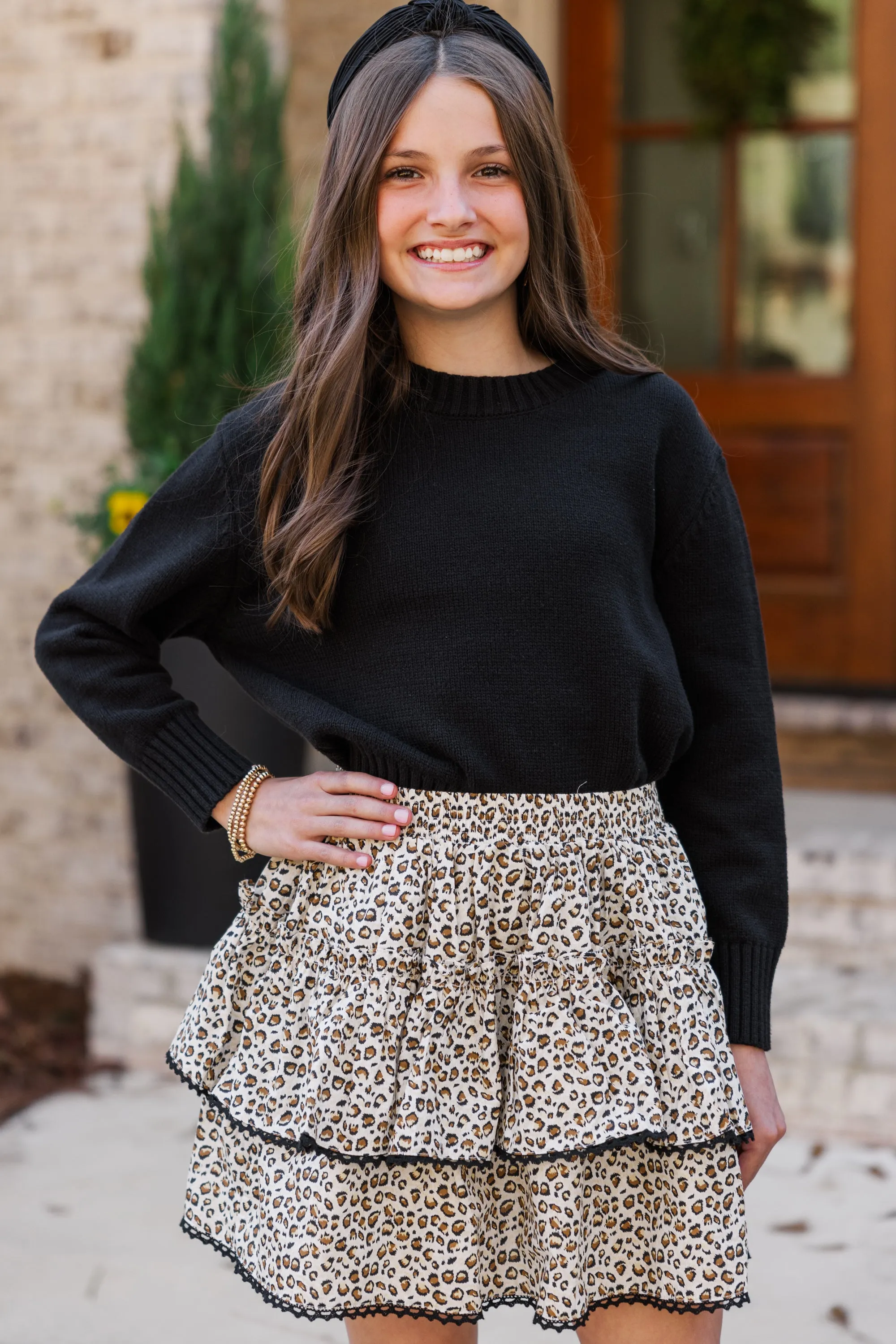 Girls: Sweet Dreams White Leopard Ruffled Skort