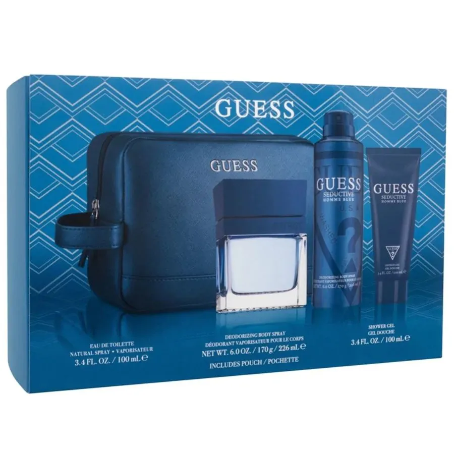 Guess Sed Blue by Guess for Men 3.4 oz EDT 4pc Gift Set