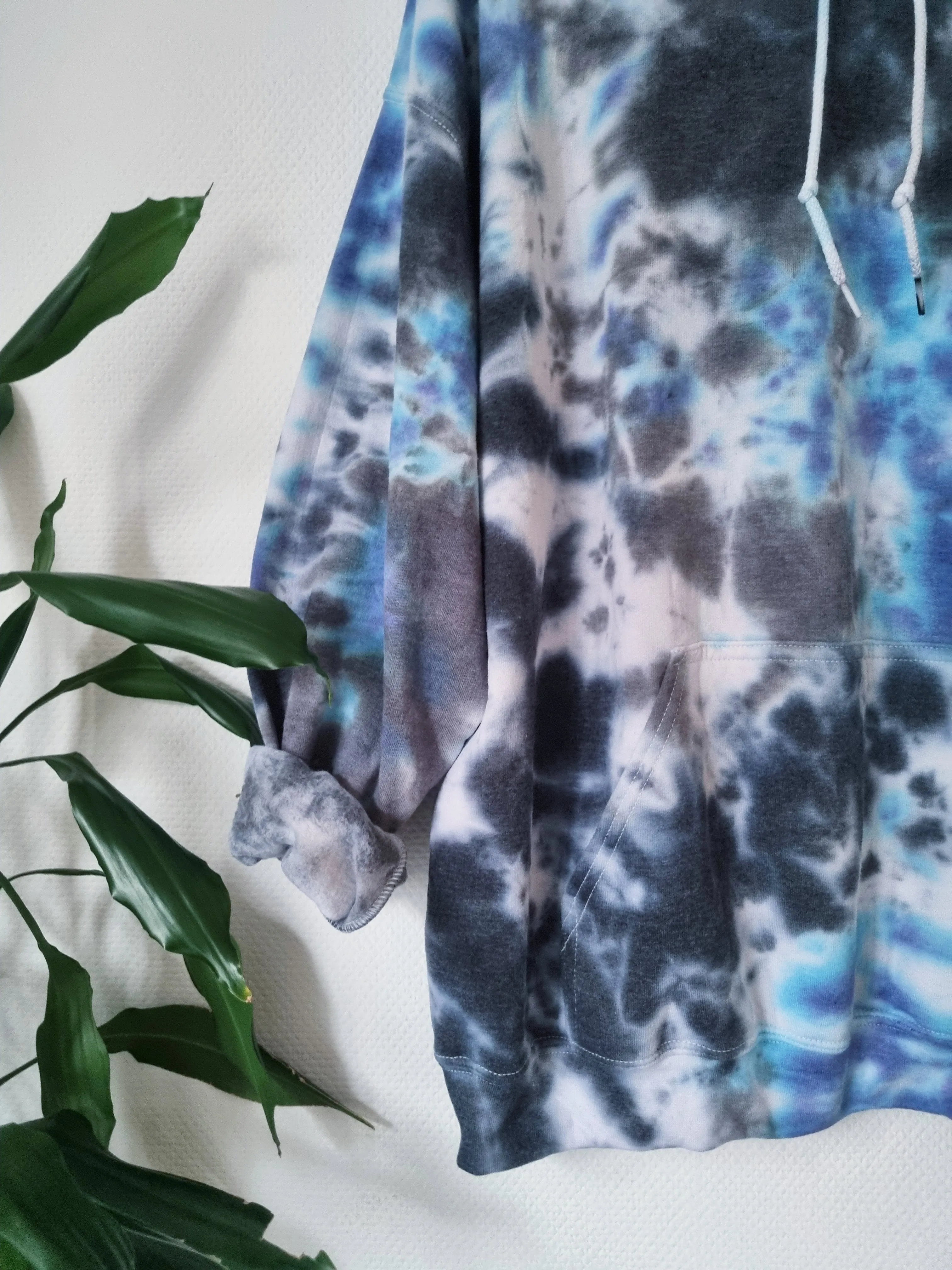 Hand Designed Dark Blue Gray Galaxy Tie-Dye Hoodie