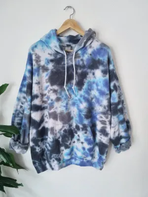 Hand Designed Dark Blue Gray Galaxy Tie-Dye Hoodie