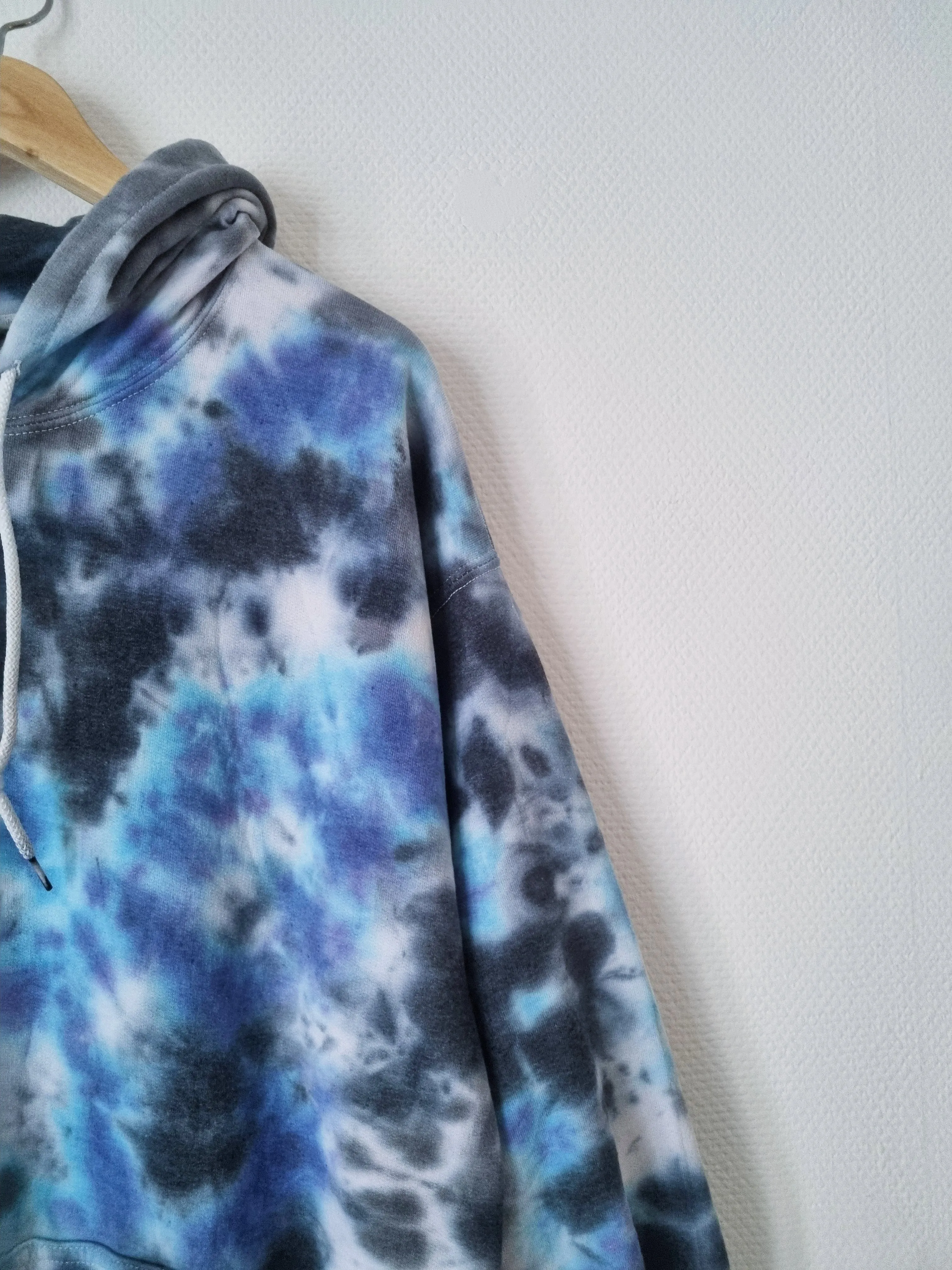 Hand Designed Dark Blue Gray Galaxy Tie-Dye Hoodie